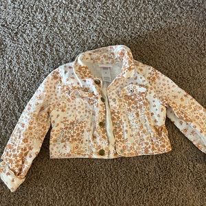 Toddler girl floral denim jacket never worn